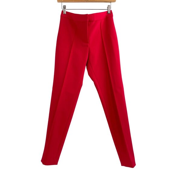 Yigal Azrouël Pants - Yigal Azrouël Womens Size 4 Red Tailored Trousers Slim Fit Luxury Bold Classic